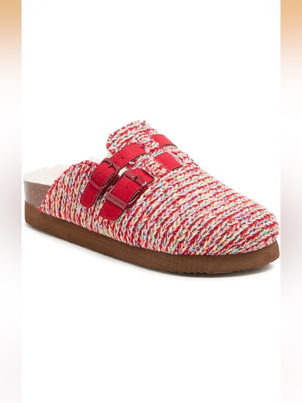 NIB Rocket Dog Abelplus Pink Multicolor Raffia Double Buckle Platform Mule Clogs